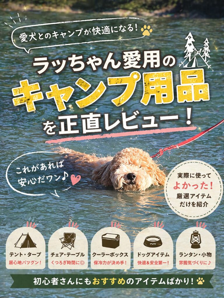 トイプードルのラッちゃんがお外でキャンプを楽しむ様子